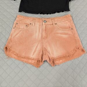 Free People Coral Frayed Jean Shorts Size 28